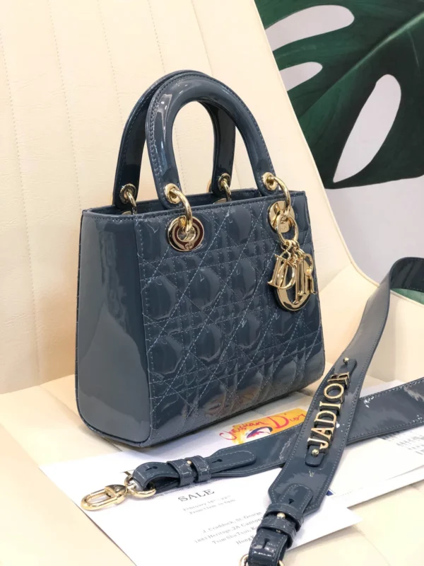 ABCDior Calf Patent Leather Rattan Lattice Tote Size 20 x 16.5 x 8cm