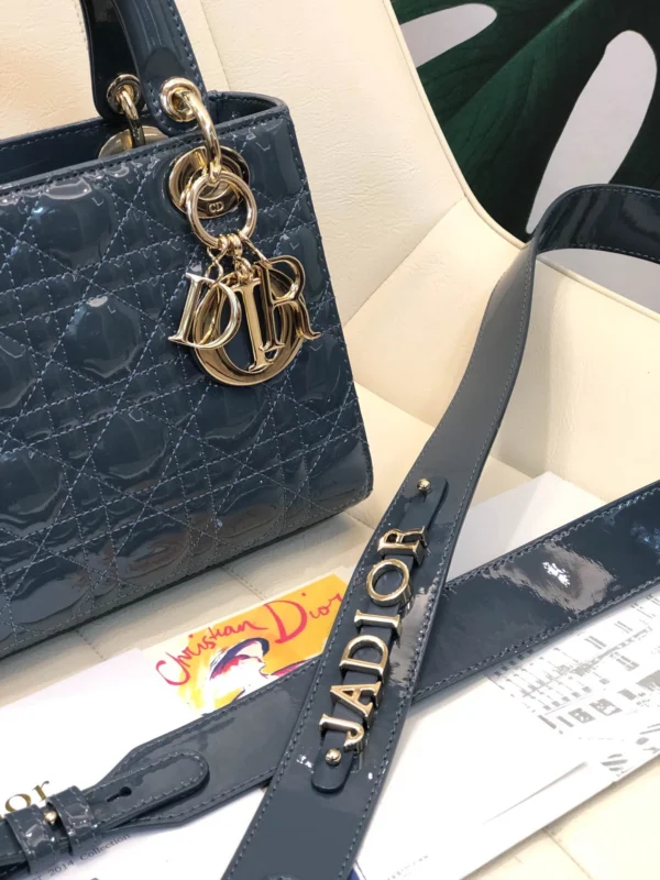 ABCDior Calf Patent Leather Rattan Lattice Tote Size 20 x 16.5 x 8cm