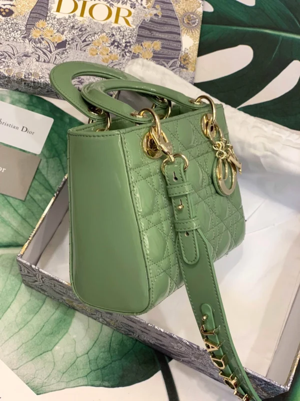 ABCDior Calf Patent Leather Rattan Check Handbag Size:20 x 16.5 x 8cm