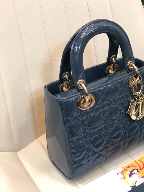 ABCDior Calf Patent Leather Rattan Lattice Tote Size 20 x 16.5 x 8cm