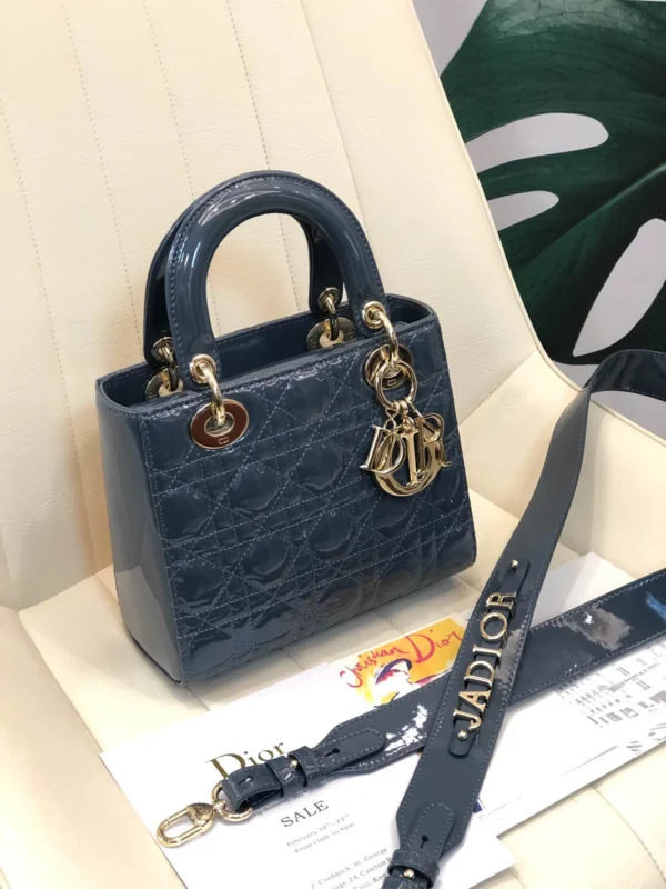 ABCDior Calf Patent Leather Rattan Lattice Tote Size 20 x 16.5 x 8cm