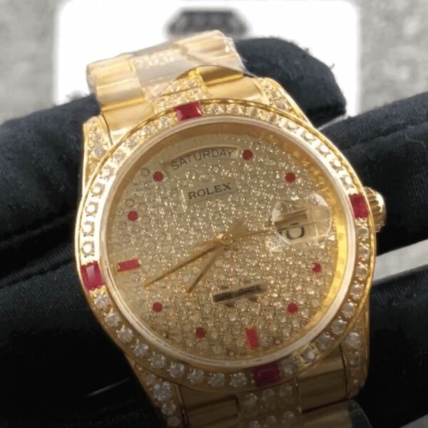 Rolex Datejust 116625 Yellow Gold Diamond Dial Iced Out Replica