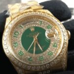Rolex Datejust Yellow Gold Green Dial Iced out 118348 Replica